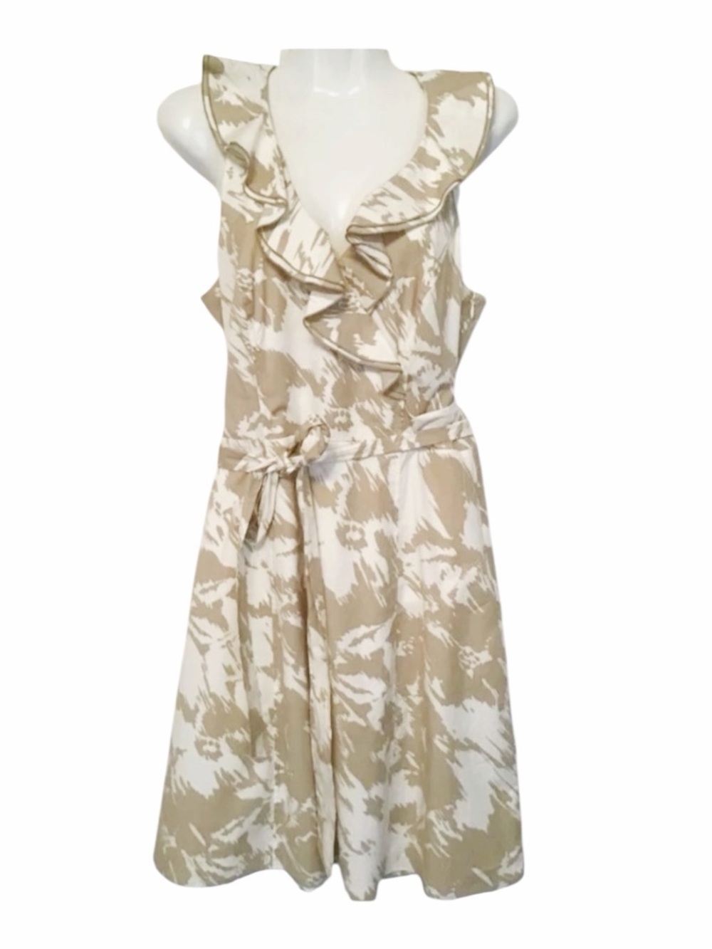New Ann Taylor Sleeveless Dress Ruffle Neckline Tie Front Size4